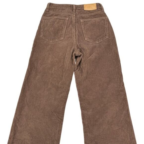 DENIM FORUM Aritzia The Arlo High Rise Straight 28L Brown Corduroy Pant Sz 23 - Picture 6 of 7